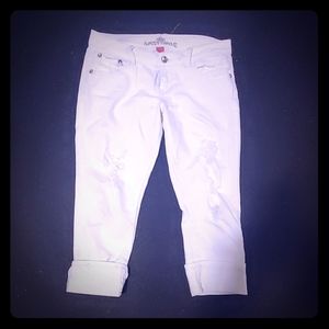 Almost Famous Ripped White Capris